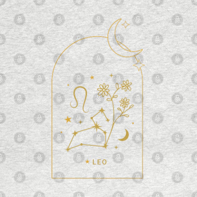 Leo Zodiac Constellation and Flowers - Astrology and Horoscope by Patty Bee Shop